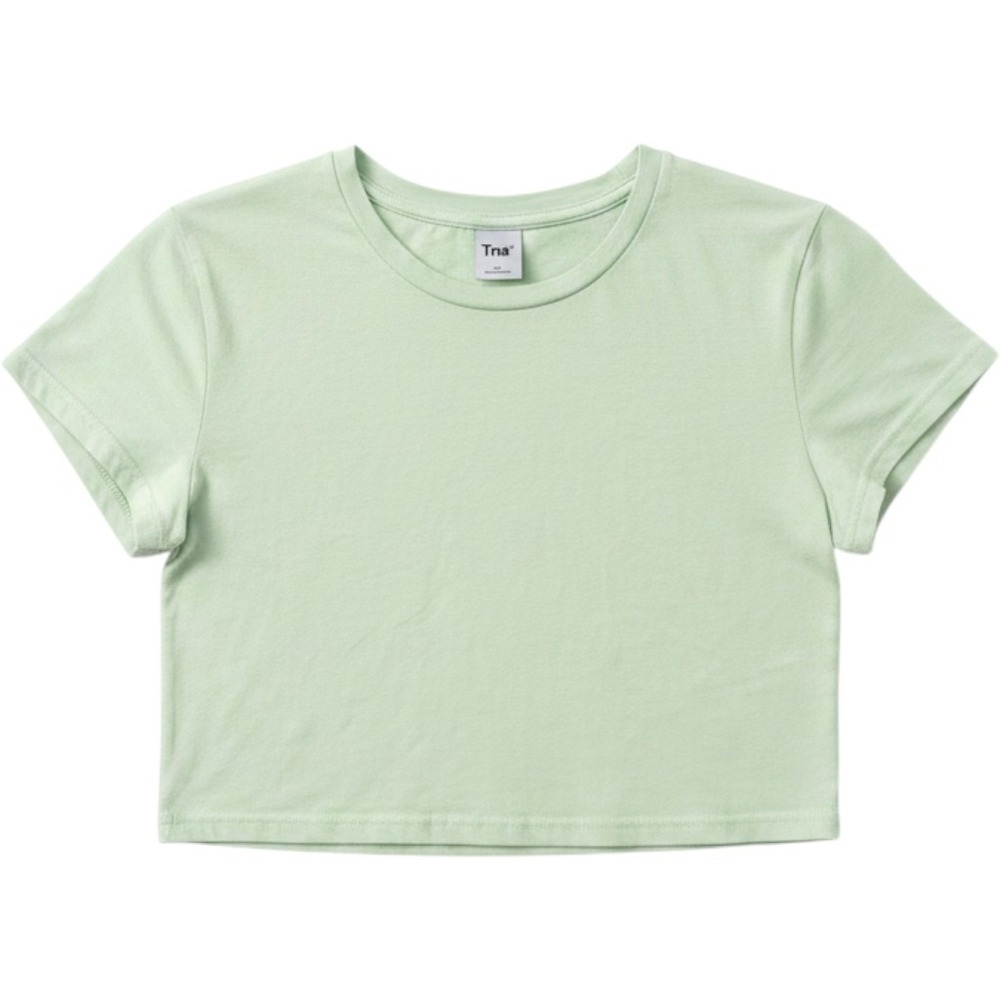 Aritzia Tna Homestretch Cropped T-Shirt Mint Green Short Sleeve Crew Neck Size M